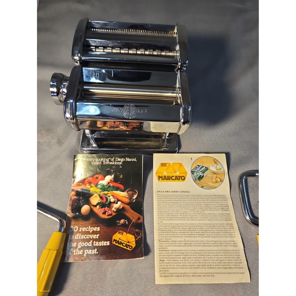 Vtg Marcato Atlas 150 Pasta Machine Hand Crank Manual Metal Maker Made In Italy - Picture 8 of 15